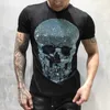 Designer New Summer Mens Designer T Shirt German Rock Punk Fashion Style Diamond Big Skull T Shirt Brand Clothing T-shirts Quality Hip Hop Tees Designer45d9