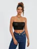 Women's Tanks Womens Lace Tube Tops Tight Fitted Off Shoulder Sleeveless Strapless Embroidery Crop Shirt For Party Club Night