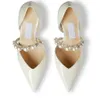 24S Elegant Women Pumps Sandals Senior AURELIE 85 mm Heels Trendy Pointed Toes Pearl Ankle Strap Designer Paris Ladies Wedding Party Sandal White High Heel Shoe Box