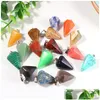 Charms Personality Natural Stone Quartz Crystal Turquoises Opal Tiger Eye Beads Pendant Pendum For Diy Jewelry Making Necklace Drop Dhrgq