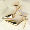 Sandalen Frauen 10,5 cm High Heels Gold Sandalen Dame Glänzende Leder Stripper Strap Sandalen Weibliche Hochzeit Braut Prom Sexy Fetisch rote SchuheL2402