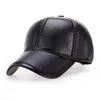 Ball Caps High Quality Faux Leather Hat Genuine Winter Baseball Cap Adjustable For Men Black Hats