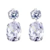 Classic Cubic Zirconia Pierced Bridal Earrings CZ Crystal Teardrop Dangle Earring for Brides Wedding Jewelry Mother of the Bride Gfits