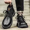 Boots Shoes Men Luxury Outdoor Men's Casual Round Toe Motorcycle Warm Winter Upscale Ankle High Quality Man Hiking