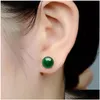 Stud 2023 Stud Natural Agate Stone Pärlor Studs For Women 6 Mm 8mm Luxury Round Pärledörhängen Fashion Design Copper Girls Ear Charm Otovg