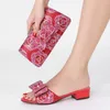 Tofflor Summer Women's Shoe Bag Set Fashion Low Heel Shoes Bow i par med lyxigt kristallpartibröllop