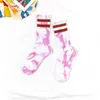 Women Socks Unisex Tie-Dye Street Trend High-Top Tide Sock Men Solid Color Cotton Striped Basketball Skateboard