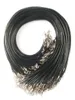 Collana in pelle nera a buon mercato con perline, corda da 45 cm, catena di estensione con chiusura a moschettone, componente gioielli fai da te8158843