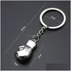 Collectable Fashion Men Boxing Gloves Pendant Keychain 3D Metal Boxer Movement Fighting Jewelry Mens Car Keyring Club Match Gift Dro Dhvog