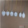 Pendant Necklaces Sublimation Blank Necklaces Pendants With Drill Woman Necklace Pendant Transfer Printing Consumable Materials 15Pcs Dhhpt