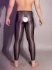 Spodnie seksowne mężczyzn elastyczne olej błyszczące ciasne spodnie kształtujące nogawki Sheer See przez Capris Pajama Oddychające spodnie egzotyczne odzież