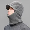 Berets 2024 Winter Hüte Skullies Beanies Hut Für Männer Frauen Wolle Schal Kappen Balaclava Maske Gorras Motorhaube Gestrickte