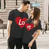 T-shirts pour femmes correspondant pour les couples amour imprimé chemisier à manches courtes femmes col en V chemise femmes été