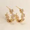 Boucles d'oreilles UILZ en forme de fleur zircone blanche pour les femmes de luxe exquis couleur or/argent boucle d'oreille accessoires de fête de mariage