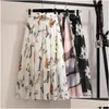 Rokken Dames Boheemse Mid-Lengte Hoge Rok Chiffon Bloemen Taille Strandjurk Buikdans Drop Levering Kleding Kleding Dhvlo