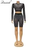 Kobiety Jumpsuits Rompers Znaiml See Through Mesh Party Club Damens Shorts