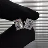 Stud Earrings Luxury Rectangular Cubic Zirconia Women Wedding Accessories Fashion Contracted Style Simple Versatile Lady Jewelry