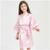 Pyjamas 313Y Garçon Fille Peignoir Rose Satin Soie Enfants Robes D'été Vêtements De Nuit Pour Enfants Kimono Serviette De Bain Robe De Mariage Spa Party Birthd Dhb7J