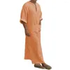 Débardeurs pour hommes Hommes Robe Col V Demi Manches Grande Poche Couleur Solide Pull Casual Wear Plus Taille Mâle Longue Robe Chemise Baggy Robe Clothi