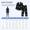 Pijamas masculinos bonito filhote de cachorro cão pijama conjunto preto e branco impressão casal macio manga longa casual casa 2 peças nightwear plus size