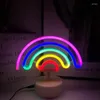 Nocne światła Kat neon LED LED Flamingo Planet Rainbow Girl's Sypialnia domowy bar kawiarnia impreza biurko wystrój lampa stołowa