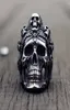 Cool Santa Muerte Death Skull Ring unika män rostfritt stål ringar punk rock cyklist smycken gåva till honom8374966