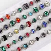 20 stks/partij Fashion Vintage Imitatie Edelsteen Glas Ringen Voor Mannen Vrouwen Mix Kleur Stijl Retro Sieraden Party Geschenken 240220