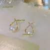 Stud Crystal Earrings Stud Designer Earrings Metal Pearl Ear Clips For Women Fashion Ear Claw Earring Girls Elegant Trendy Jewelry Party Gift 2024