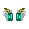 Emerald Gemstone Stud Earrings S925 Silver Shiny Zircon Earrings European Temperament Nisch Design Jewelry221y