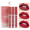 Lip Gloss 3 PCs Conjunto Laca Veludo Batom Matte Pequeno Laranja Leite Chá Cameo Marrom