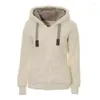 Maglieria da donna Cappotti invernali da donna 2024 Maglioni in pile primaverili Soffici spessi con cappuccio Cardigan con cerniera calda Sherpa Top Beige