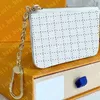 Com caixa laranja bolsa de chave de couro real famoso designer clássico feminino porta-chaves bolsa de moedas pequeno couro preto saco de bens