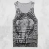 Herrtankstoppar grå män tank top casual fitness singlets varumärke mens ärmlösa gisp hip hop väst elefant tryck bomull undertröja 2019 Vintagel2402