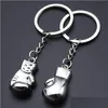 Collectable Fashion Men Boxing Gloves Pendant Keychain 3D Metal Boxer Movement Fighting Jewelry Mens Car Keyring Club Match Gift Dro Dhvog