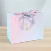 Jewelry Pouches 10 Pcs Gradient Paper Gift Bag With Ribbon Pink Fashion Design Package Shopping Bags For Year Birthday Party Valentine's Day