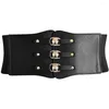 Ceintures coréennes boucle en métal corset minceur corps femme élastique taille sangle jupe décorations large ceinture en cuir PU Cummerbund