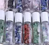 Portable 10ml Essential Oil Roll-on Bottles Glass Roll on Perfume Bottle with Crushed Natural Crystal Quartz Stone Crystal Roller Ball