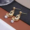 Dangle Earrings Drui Fashion Love Stainless Steel Luxury Zircon Design Jewelry Flower Drop Accessories女性パーティーギフト