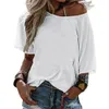 T-shirt ample personnalisé à manches mi-longues et col une ligne pour femme, motif HD, match de mode, design ample à manches mi-longues 95 % polyester + 5 % élasthanne 223 g contraste de couleur