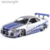 Diecast modelauto's Alle Jada 1 24 Fast and Furious Nissan Skyline GTR R34 Diecast Metaallegering Modelauto Speelgoed voor kinderen Speelgoedcadeaucollectie