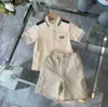 Fashion baby casual suit child tracksuits Embroidered logo T-shirt set Size 100-160 kids Short sleeved Polo and shorts 24Feb20