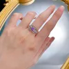 Cluster-Ringe SpringLady 925 Sterling Silber 5 mm Princess Cut Amethyst High Carbon Diamond Gems Fine Jewelry Ring für Frauen