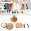 Porte-clés 100pcs blanc rond en bois porte-clés bricolage promotion porte-clés pendentif porte-clés étiquettes cadeaux promotionnels