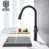 Kitchen Faucets Industrial Style Single Hole Pull Out Spout Brass Faucet Black Sink Mixer And Rotatable Stream Deck Mount Tap