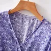 Feestjurken Violet Moerbei Zijde Gedrukte Bloemenjurk Vrouwen Grote Zomer Lange Werk Boho Strand Kantoor Sexy Luxe Plus Size