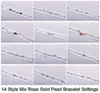 14 styles de paramètres de bracelet de perles Zircon Bracelets en or rose pour femmes Paramètres de montage Bracelet vierge bijoux à bricoler soi-même bricolage cadeau 9905826