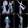 Bühnenkleidung Traditionelle chinesische Vintage Hanfu Frauen Blumendruck Qipao Kleid Alter Volkstanz Streetwear Performance Drop Lieferung A Otect