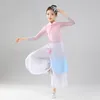 Stage Wear Danse classique de fille Qipao Body Charm Gaze Vêtements Fan Umbrella Performance chinoise