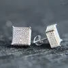 2020 Stud Earringsmens big bling ear jewelry 3 colors screw back micro pave cz earring for men1252E