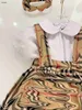 Luxe pasgeboren jumpsuits zomer baby bodysuit maat 59-100 geruite haarband flip kraag T-shirt en kruisband jurk 24feb20